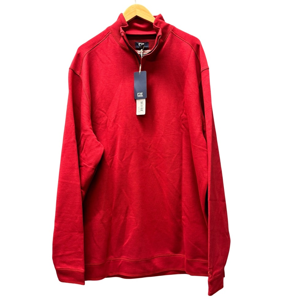 Cutter & Buck Pullover Mens XXXL SMART AUCTION Red 1/4 Zip Sweatshirt Golf NEW